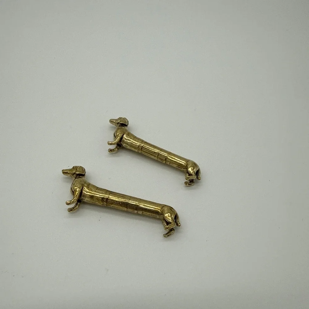 Brass Dachshund Dog Figurine Set of 2 Decorative Collectible Dog Breed Statues